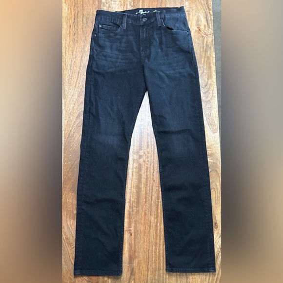 7 For All Mankind Mens Slimmy Straight Leg Jeans Denim Stretch Black Size 31